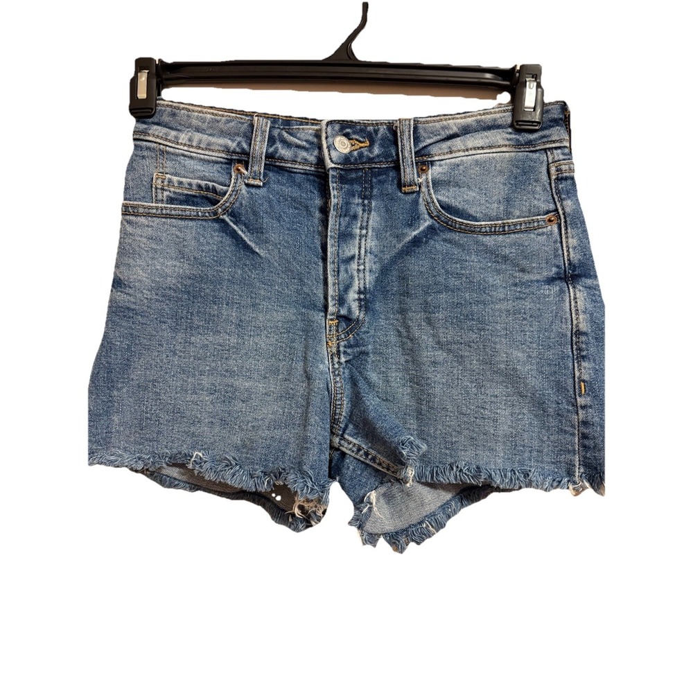 Old Navy High-Rise A-Line Cut Off Denim Shorts Blue Frayed Hem Size 4